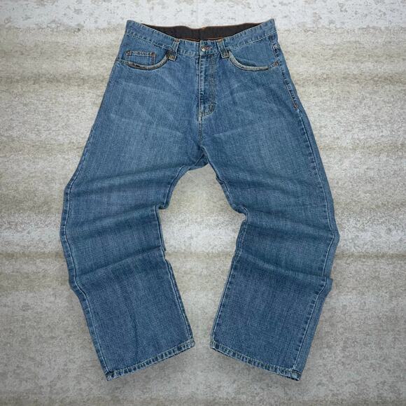 Vintage Skater Wide Leg Jeans Kani Medium Wash Baggy Denim Embroidered Y2K - Picture 2 of 4